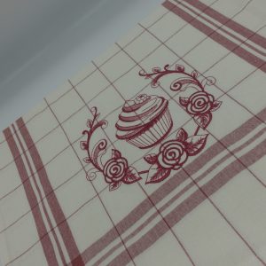Torchon brodé rose/prune